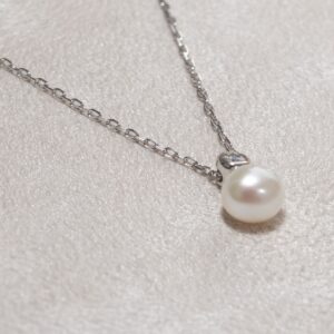 Colar de Pérola e Moissanite- Banhado em Ródio